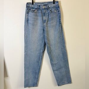 American Eagle Baggy Jeans Distressed Light Wash Boyfriend Denim 10 Long
